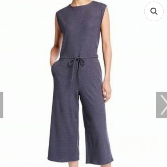 Eileen Fisher Tencel Rib Cropped Jumpsuit Easy Fit Size Small - Picture 2 of 16